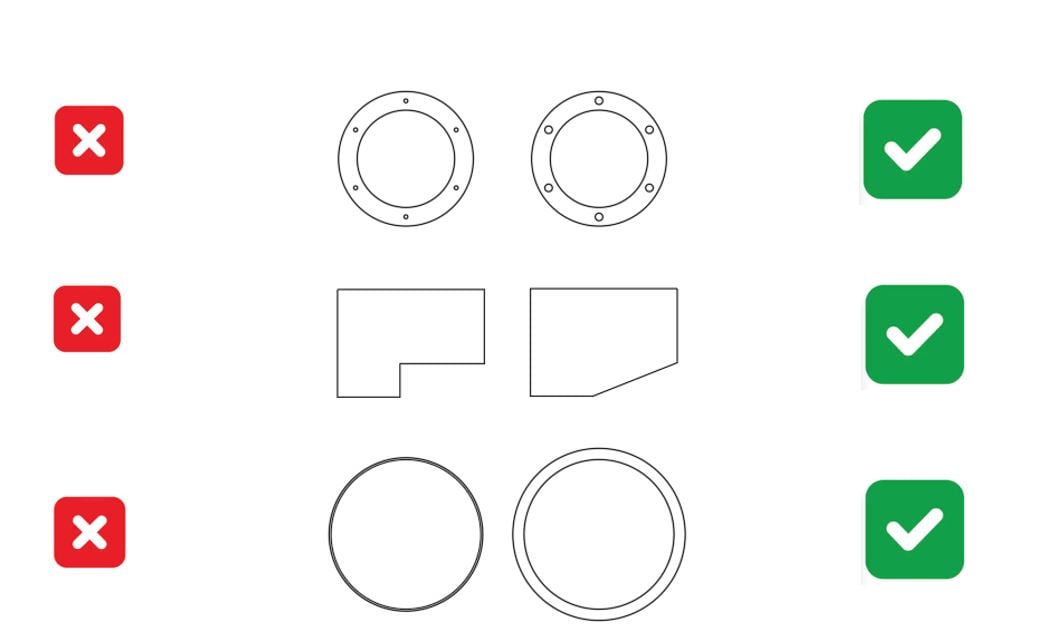 Fabbricazione di cuscinetti ceramici: Accorgimenti progettuali per la sicurezza produttiva. Dall’ alto verso il basso: fori di montaggio di un cuscinetto, cambi di sezione, spessore degli anelli.